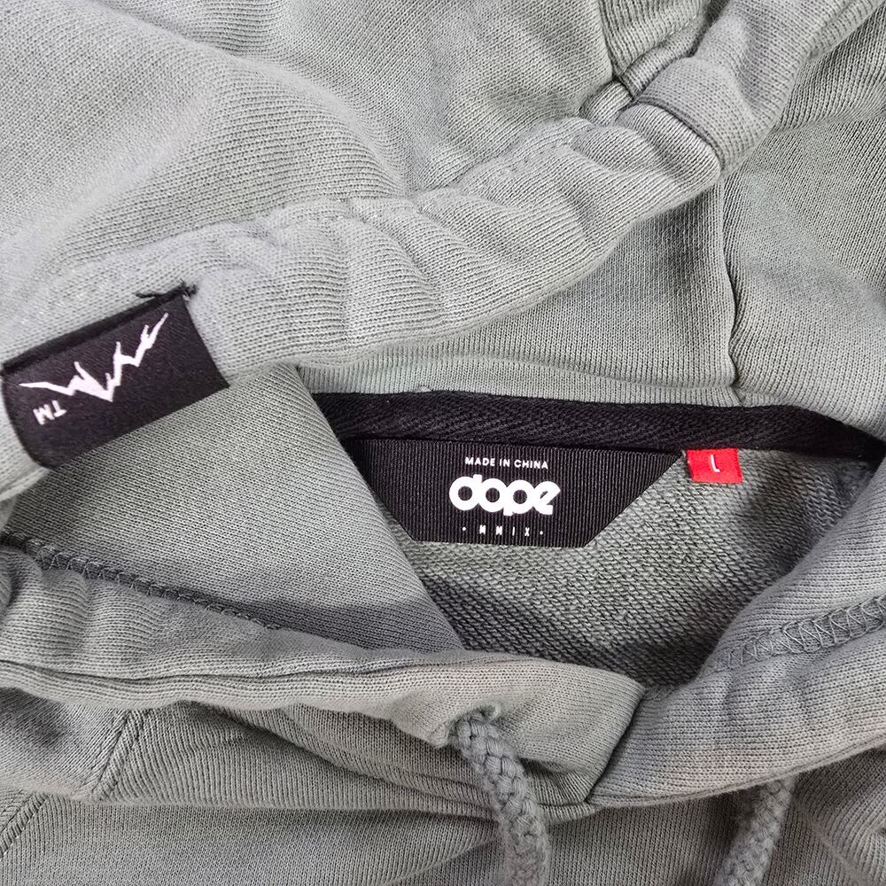 Dope Hoodie Men’s Large Sage Green Pullover Logo Sweatshirt - Picture 3 of 6